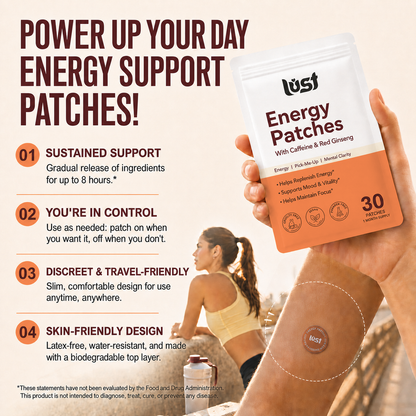 Lust Energy Patches sustained and travel-friendly support